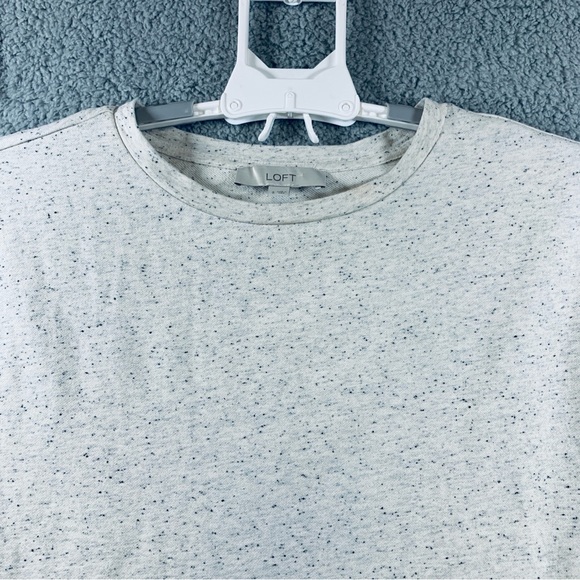 Loft Blouse Top Women's Long Sleeve Crew Neck Hip Tie Pullover Knit White Size S - Picture 4 of 10